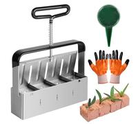 efuturetime Presse Motte pour Semis, 4 Bloc de Sol de 4,5 × 5cm, Manuel | Bloqueur avec Semoir à Graines et Gants, Bouchon à Bille d'acier, pour Plantation Transplantation