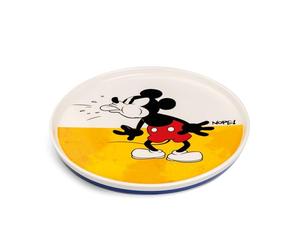 Egan Assiette à dessert ronde Mickey Mouse - 20 cm - En porcelaine anglaise - Passe au micro-ondes et au lave-vaisselle - Collection Disney (jaune)