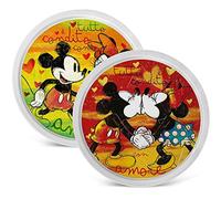 EGAN, Lot de 2 assiettes à pizza vert et rouge Mickey Love Sweet Love D.30