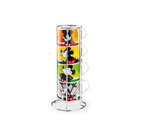 Egan Lot de 4 tasses à café empilables Mickey, Am + Metalrack ML. 80 PWM02I/4AM