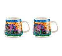 Egan Lot de deux tasses en porcelaine Laurel Burch Ligne Jungle Couleur Jaune 360 ml