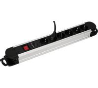 EGB GABKS06 - Multiprise, 6x, alu, protection Ü, avec interrupteur, 1,4 m