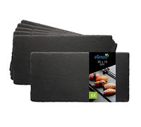 eGenuss 6 Assiettes ardoise cusine plateaux à sushis plateau ardoise planche de service assiettes rectangulaires assiettes plates plateau fromage ardoise assiettes noires 30x15 cm