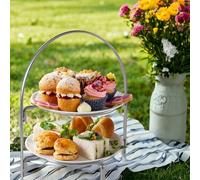 eGenuss Présentoir à Gâteaux 2 Niveaux en Acier Inoxydable, Noir ou Argenté, Lot de 1/2/4/6 Supports Plateaux Buffet avec Pieds Antidérapants, Idéal pour Apéritifs, Desserts et Mariages