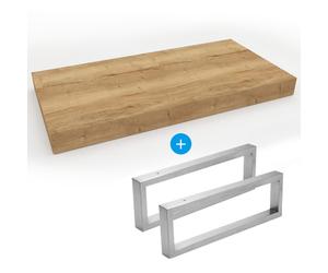 Egger - Set Naturel plan vasque 80x8x50 cm + 2 fixations porte serviette 45 cm, brun clair (DO8050DH-FIX3)