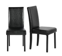 EGGREE Chaises de Salle à Manger Lot de 2 Noires Chaises avec Assise et Dossier épais, Pieds en Bois d'hévéa Robustes, Simili Cuir, 46,5 × 43 × 92 cm Design Moderne pour Cuisine et Salle à Manger