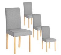 EGGREE Chaises de Salle à Manger Lot de 4 Grises Tissu Lin Chaises avec Assise et Dossier épais, Pieds en Bois d'hévéa Robustes, 46,5 × 43 × 92 cm Design Moderne pour Cuisine & Salle à Manger