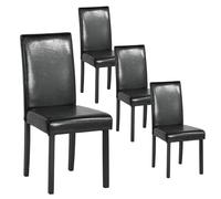 EGGREE Chaises de Salle à Manger Lot de 4 Noires Chaises avec Assise et Dossier épais, Pieds en Bois d'hévéa Robustes, Simili Cuir, 46,5 × 43 × 92 cm Design Moderne pour Cuisine et Salle à Manger