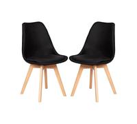 EGGREE Lot de 2 Chaise en Velours SGS Tested Chaise Salle a Manger Scandinaves Chaise de Cuisine Rembourrée avec Pieds de Bois Hêtre, Noir