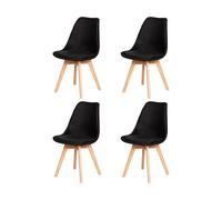 EGGREE Lot de 4 Chaise en Velours SGS Tested Chaise Salle a Manger Scandinaves Chaise de Cuisine Rembourrée avec Pieds de Bois Hêtre, Noir