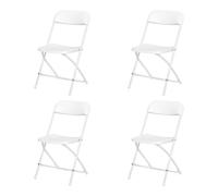 EGGREE Lot de 4 Chaises Pliantes Blanches, Chaise d'Appoint Intérieur et Extérieur Capacité 150 KG, sans Installation et Gain de Place pour Réception, Fête, Jardin, Bureau, Acier et Plastique