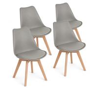 EGGREE Lot de 4 Chaises Salle Manger Scandinaves SGS Tested Rétro Chaises Rembourrée Chaise de Cuisine Bureau avec Pieds en Bois de Hêtre Massif Gris