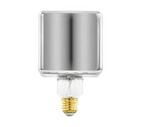 Eglo Ampoule LED E27 dimmable, ampoule filament vintage noir et transparent, lampe à incandescence décorative en forme de cube avec spirale, 4 watts, 50 lumens, blanc chaud, 1700 Kelvin, Ø 9,5 cm