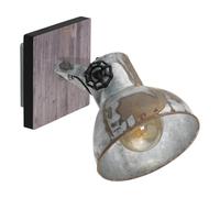 Spot BARNSTAPLE E27 1X40W en bois et acier marron patiné et noir 160x160mm