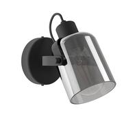 Eglo Applique murale Berregas, verre fumé, spot orientable, lampe de chambre métal et noir, douille E27