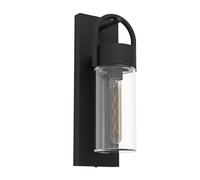 Eglo Applique murale extérieure Carraro, éclairage extérieur pour façade de maison, spot mur en métal noir et verre transparent, douille E27, IP44