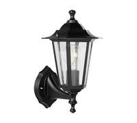 EGLO Applique murale extérieure Laterna 4, éclairage d’extérieur en fonte d’aluminium noir et verre, lampe avec douille E27, IP44