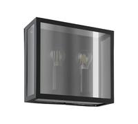 Eglo Applique murale extérieure LED Alamonte Smoke, éclairage d'extérieur 2 lampes avec verre fumé, luminaire en acier et verre noir, douille E27, IP44