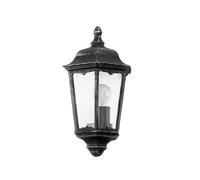 Eglo Applique murale extérieure Navedo, lanterne extérieure, lampe extérieure en aluminium moulé sous pression noir, patine argentée, verre clair, douille E27, IP44