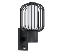 Applique murale d'extérieur, détecteur de mouvement, acier noir, H 32 cm