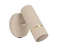 Eglo Applique murale intérieure Caminia, lampe murale d'intérieur avec spot | orientable, éclairage salon et chambre avec interrupteur, métal beige et doré, ampoule GU10, blanc chaud