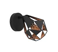 Eglo Applique murale intérieure Carlton 7, luminaire d'intérieur avec spot orientable, lampe pour salon et couloir, métal noir et cuivre, douille E27