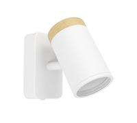 Eglo Applique murale intérieure Consuma, lampe de lecture avec spot | orientable, luminaire pour salon, chambre et salle de bain, bois et acier blanc, douille GU10, IP44