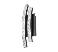 Eglo Applique murale intérieure LED Lejias, luminaire d’intérieur élégant | en métal noir et cristal en plastique transparent, lampe de salon et de couloir, blanc chaud