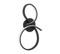 Eglo Applique murale intérieure LED Serpins, lampe murale d’intérieur incurvée, éclairage pour salon et couloir, spot en métal noir et plastique blanc, blanc chaud, 20,5 x 40 cm