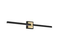 Eglo Applique murale LED Peguera, lampe de miroir rectiligne, luminaire intérieur pour salle de bains et couloir, métal noir et laiton, blanc chaud, IP44, 80 cm