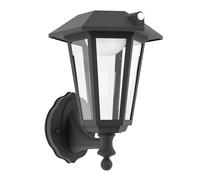 Eglo Applique murale LED solaire Prietta, 800 lumens, lampe extérieure avec | détecteur de mouvement, luminaire vintage, plastique noir avec verre, blanc chaud, IP44