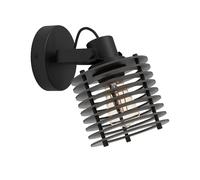 EGLO Applique murale Segovia, lampe de lecture avec spot orientable, luminaire intérieur pour salon, chambre et couloir, bois et métal noir, douille E27