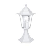 EGLO Borne lumineuse Laterna 5, potelet éclairage extérieur pour jardin et | terrasse, luminaire d’extérieur en fonte d’aluminium blanc et verre, lampadaire lanterne, douille E27, IP44