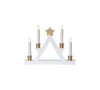 EGLO Bougeoir Julle, Porte-Bougie Luminaire décoratif, Pyramide de Noël en | bois et plastique blanc, or, plastique blanc blanc chaud
