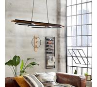 Suspension BOYAL LED 2X12,5W en acier et bois noir et marron rustique 1010x400x1100mm