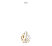 Eglo Carlton 1 suspension luminaire, lampe suspendue pour salle à manger | Suspension plafond acier blanc or miel, douille E27, luminaire design moderne