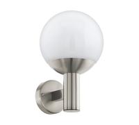 Applique murale Applique murale Lampe boule Lampe d'extérieur Éclairage d'entrée Smart LED Acier inoxydable, plastique blanc, Contrôle par application, 1x 9 watt 806 lm, HxL 31,5x20 cm