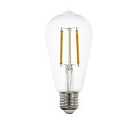 Eglo connect.z Ampoule LED E27 connectée, ST64, ZigBee, contrôlable par appli et commande vocale, dimmable, blanc chaud - froid, 700 lumens, 6 watts, transparent, design vintage