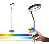 Eglo connect LED lampadaire Marghera-C, 1 flamme, acier et plastique | noir/blanc, température couleur variable (chaud, neutre, froid), RGB, dimmable, interrupteur au pied