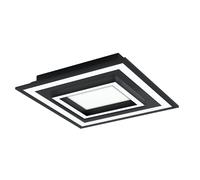 Eglo connect LED Plafonnier Savatarila-C, applique murale 2 flammes en | acier et plastique noir et blanc, changement de température de couleur (chaud, neutre, froid), RGB, dimmable, L x l 45 cm