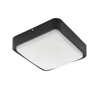 Plafonnier lampe de porte d'entrée Lampe d'extérieur Smart LED applique murale dimmable, contrôle d'application, fonte d'aluminium noir, 14W 1400lm 3000K, LxPxH 25x25x8 cm, Eglo 97295