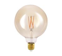 EGLO connect.z Ampoule LED E27 connectée, G125, ZigBee, contrôlable par | appli et commande vocale, dimmable, blanc chaud, 650 lumens, 6 watts, ambré, design vintage
