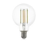 Eglo connect.z Ampoule LED E27 connectée, G80, ZigBee, contrôlable par appli et commande vocale, dimmable, blanc chaud - froid, 700 lumens, 6 watts, transparent, design vintage
