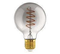 Eglo connect.z Ampoule LED E27 connectée, G80, ZigBee, contrôlable par application et commande vocale Alexa, dimmable, blanc chaud, 4 watts, verre fumé, design vintage