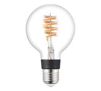 Eglo connect.z ampoule LED E27 connectée, globe G80, ZigBee, App et commande vocale Alexa, dimmable, blanc chaud, 4,9 Watt, lampe vintage en spirale transparente