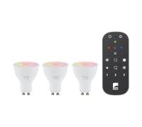 Eglo connect.z Lot de 3 ampoules LED GU10 connectées, Matter, ZigBee, app et commande vocale Alexa, télécommande, dimmable, blanc chaud - froid, lampe RGB, 4,9 watts, blanc