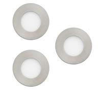Eglo connect.z Lot de 3 spots LED encastrables pour salle de bains Fueva-Z, Ø 85 mm, lampe ZigBee extra-plat, contrôlable par appli et commande vocale, blanc chaud - froid, dimmable, nickel-mat, IP44