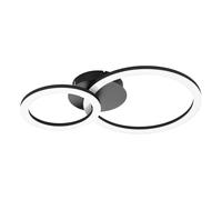 Eglo connect.z Luminaire plafonnier LED connecté Parrapos-Z, ZigBee, lampe de plafond contrôlable par application et commande vocale Alexa, blanc chaud - froid, dimmable, noir et blanc, 45 x 30 cm