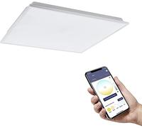 Eglo connect.z Panneau LED connecté Herrora-Z, luminaire plafonnier 45 cm, lampe de plafond intelligente ZigBee contrôlable par appli et commande vocale, blanc chaud - froid, dimmable