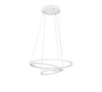 Eglo connect.z Suspension luminaire LED connectée Lobinero-Z, lampe suspendue dimmable en forme d’anneau, application et commande vocale Alexa, blanc chaud - froid, lustre en métal blanc